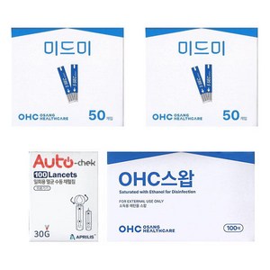 오상헬스케어 미드미 혈당시험지 혈당검사지스트립 세트(시험지100매+침100개+솜100매) SW, 1개