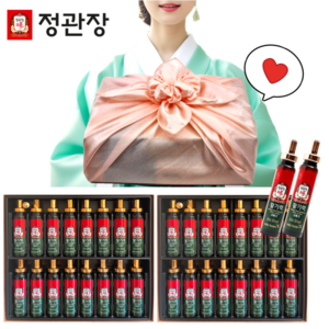 정관장 활기력 32병(16병 X 2개) 선물세트 + 고급 보자기 포장 (숀글로벌), 1개, 고급스러운 골드피치, 640ml