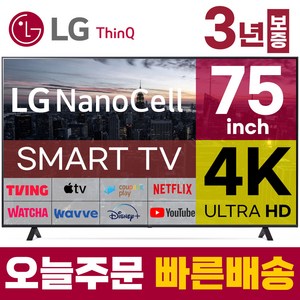 LG전자 75인치 TV 나노셀 4K UHD LED 스마트티비 IPS 고급형 75NANO80 미러링 넷플릭스 유튜브, 지방권, 벽걸이형