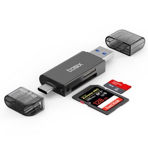 베이식스 USB 3.0 C타입 SD카드 리더기 메탈바디, 1개