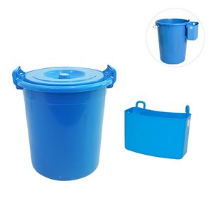 크린메이트 만능용기 30L 청용기+사이드 포켓 걸이수납함 (블루), 블루