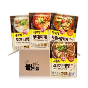 올따옴 오뚜기 국탕찌개 기획세트 (종로식도가니탕+의정부식 부대찌개+마포식차돌된장찌개+서울식 쇠고기보양턍), 500g, 1개