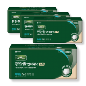 디펜드 편안한언더웨어 수퍼 특대형 64매, 16개입, 4개