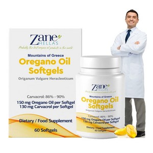 Zane Hellas 그리스 오레가노 오일 30% 캡슐 60정 (카바크롤 86~90%) 천연항생제 항산화효과 제인 헬라스, 1개