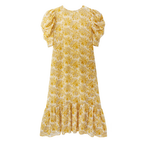 오앨 FLORAL CHIFFON SHIRRING DRESS