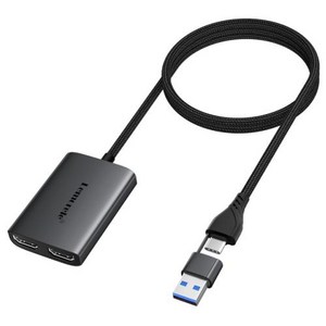 Type C/USB3.0 ~ 듀얼 HDMI 어댑터 1080P 60Hz 확장 2가지 다른 화면 타입 C/USB3.0 허브, 그레이, 1개