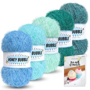 진텍스 90g 허니 버블수세미 뜨개실x5볼 +수세미도안(9종), 03_민트블루(A모음), 1개