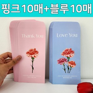 꼼씨라라 카네이션 용돈봉투 부모님 감사봉투 돈봉투 현금봉투 용돈, 핑크10장+블루10장
