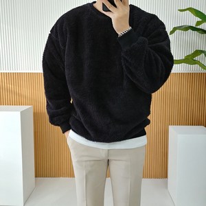 로니제이 남자 겨울 오버핏 뽀글이 뽀글 기모 양면 양털 맨투맨 티셔츠