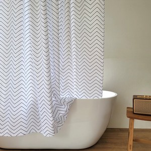 글랑앤 패브릭 방수 욕실 샤워 커튼, 지그재그 화이트, 1개