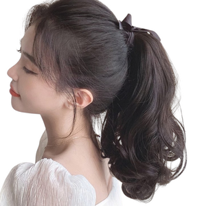 가발위드 웨이브 무광 끈 묶음형 포니테일 다나, 1개, 블랙브라운40cm
