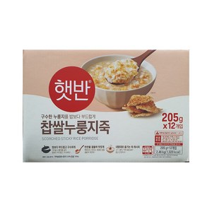 CJ 햇반 찹쌀 누룽지죽 205GX12입, 205g, 12개