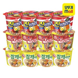 오뚜기 컵라면 3종 4개씩(참깨라면+진라면 매운맛+진비빔면), 1세트