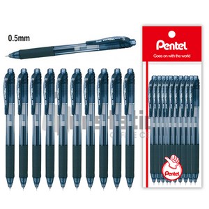 Pentel 에너겔 X 볼펜 10개 세트, BLN105-A 니들팁 0.5mm 블랙 10개 세트