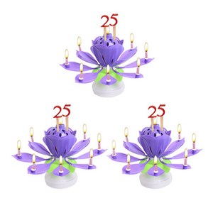 아이템하우스 생일축하 멜로디 연꽃초 + 숫자세트 2p 3개 1세트, 퍼플3개