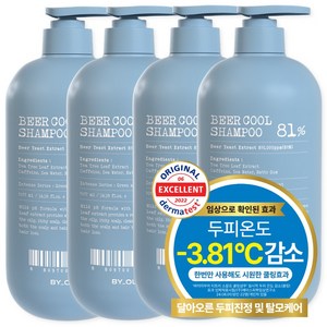 바이아우어 맥주효모 81만PPM 단백질 쿨 탈모 샴푸, 4개, 1017ml
