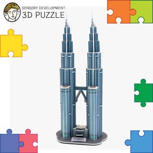 말레이시아 랜드마크 페트로나스 트윈 타워 27pcs / 쿠알라룸푸르 이슬람적상징 청탑 451.9m 입체퍼즐 우드락 만들기 DIY 조립 집중력향상, 1개