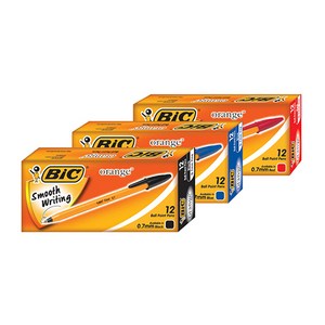 BIC 빅볼펜 빅 오렌지 0.7mm 1타(12자루), 블랙