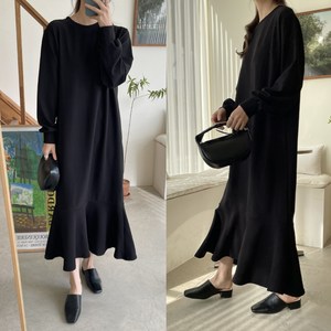 코르제이 여성용 국내제작 롱 루즈핏 밑단훌 원피스