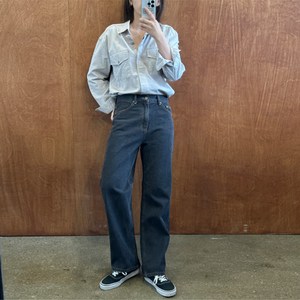 온오프온 리브일자흑청데님