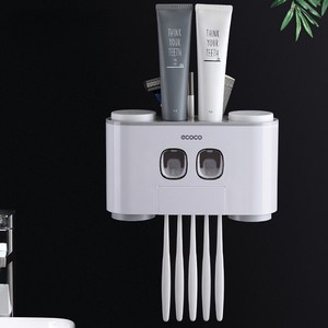 글루킨드 컵+4p 칫솔걸이 가정용 칫솔거치대 다용도 컵포함, 4구, 1개, 혼합색상