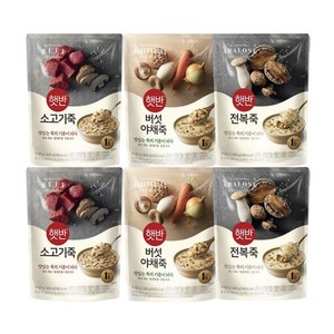 [총 6개입/450g]비비고죽 전복2+버섯야채2+소고기2, 1세트