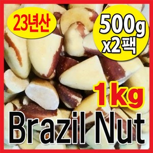 The큰나무 햇 브라질너트 반태 페루산 브라질넛트 무염 견과류 [1kg 2kg 3kg 선택], 500g, 2개