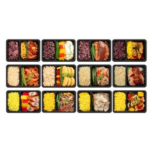 프리미엄 냉동도시락 간편 넉넉소반 블랙 체육관 도시락 12종 세트, 12개, 335g