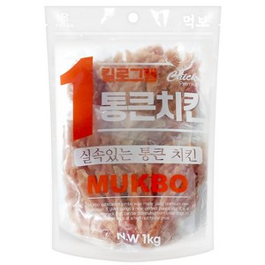 먹보 강아지 대용량 실속 상품 치킨 오리 육포 간식, 1개, 1kg, 치킨 숯불 사사미