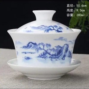 손으로 그린 옥 도자기 복숭아 꽃 세라믹 가오완 찻그릇 Tueen Sancai 찻잔 Pue 주전자, [29] 280ml, 1개