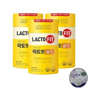 락토핏 생유산균 골드 3통 150포 20억보장 생유산균 프로바이오틱스 kf94 마스크 1매 증정, 100g, 3개