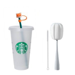 스타벅스 리유저블 콜드컵 710ml+빨대마개+빨대세척솔+텀블러세척솔 세트 시즌2, 여우컵세트