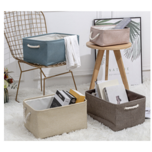 접이식 린넨양말 책 세탁 빨래 분리수거 바구니 다용도 수납함 정리함, 대41*31*20, 크림베이지, 1개