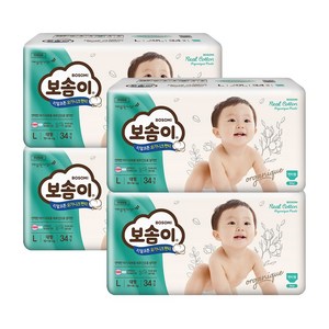 보솜이 리얼코튼 오가니크 팬티 남아용, 대형(L), 136매