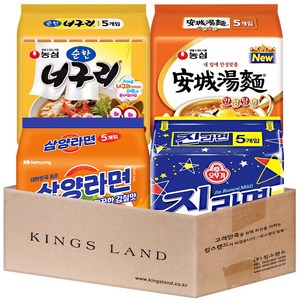 봉지라면 4종 번들 (농심_너구리순한맛+안성탕면+삼양라면+오뚜기_진라면순한맛), 1세트