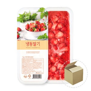 [냉동] 복음자리 가당 트레이딸기 1kg 1박스 (10개) / 스무디 에이드 빙수 디저트, 10개, 1kg(1개)