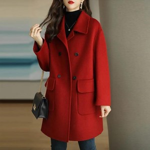 COSYEVNO 여성 봄 얇은 긴팔 하프 모직 코트