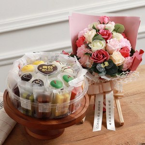 VIP 떡케이크 B 선물세트 생일 케익 기념 생신 칠순, VIP 떡케이크 B+꽃다발12송이+리본/거치대