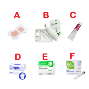 소변줄 교체 구성품6종- 고정밴드/ 멸균트레이킷/ 수용성젤/ 멸균장갑/ 무침주사기2종, C) 수용성 젤(루브겔) 100g - 1개, 1세트