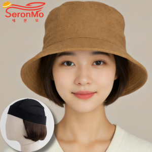 [국산제작] 새론모 모자가발 기능성고열사(인조모) 6종 단발부터 긴생머리까지 선택가능, 보브단발15cm 다크브라운, 1개