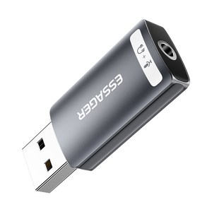 Essager USB C타입 외장형 사운드 카드, USB 단일 포트, 1개