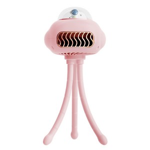 JC USB 충전 휴대용 날개없는 문어발 선풍기 너구리 유모차 선풍기, 문어, 핑크