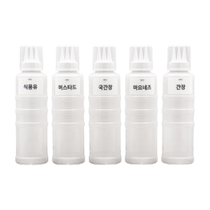 ALS 뚜껑 있는 3구 소스통 5개 + 라벨 21종 세트, 700ml, 1세트