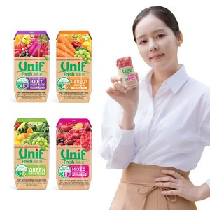 [멀티팩]유니프 과채 주스 캐럿 베지터블 베리 비트 200ml, 24개