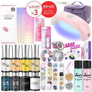 젤부작용 해결 - 유리미 처음 EASY 건강한 젤네일 세트_ 손톱영양보호 젤 베이스 3장(60pcs) +컬러젤 6종_A, 1개, 처음 Easy 셀프 젤네일 세트_A