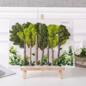 스칸디아모스 공기 정화 식물 천연 이끼 선물, 가로숲캔버스set 37cm (이젤포함), 단품