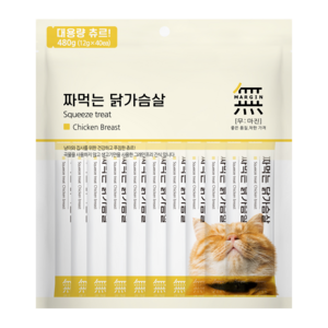 바우와우 무마진 짜먹는 고양이츄르, 닭가슴살 40p, 480g, 1개