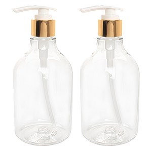 병도매닷컴 DN650 용기 650ml + 디스펜서, 용기(투명), 캡(골드), 2개