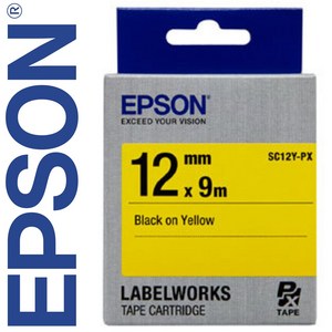 *정품* [ EPSON ] 라벨테이프, SC12Y-PX [12mm 노랑/검정글씨], 1개