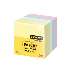 쓰리엠 알뜰팩 포스트잇 76 x 76 mm 654-5A 500p, 노랑, 애플민트, 크림블루, 러블리핑크, 4세트